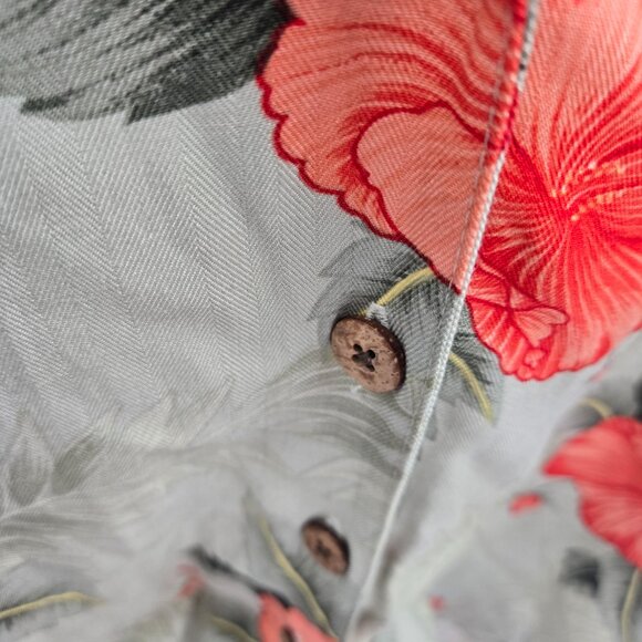 Havana Jack's Cafe Green Floral Crop Front Tie Retro Rayon Button Down Top XL - Picture 6 of 12